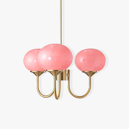 Soft Pink Glass Pendant Chandelier Light