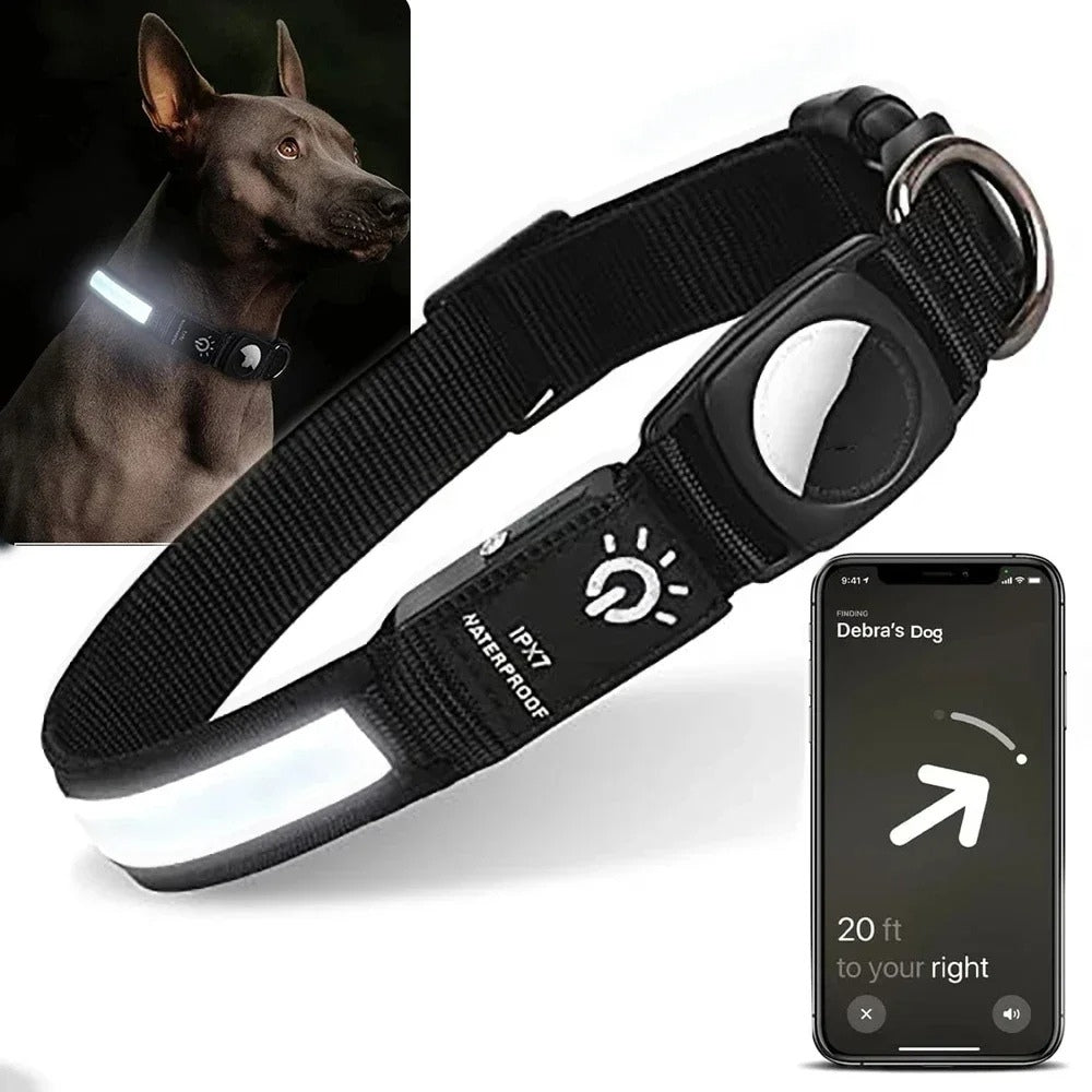 Waterproof LED Pet Dog Collar With Tracker Slot