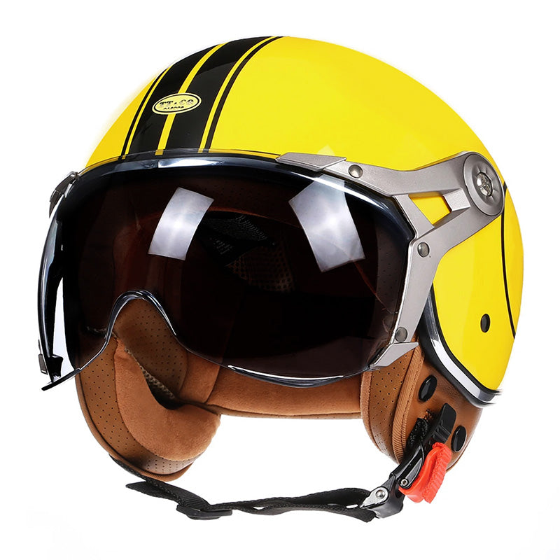 Retro Style Motorcycle Helmet With Clear Face Shield