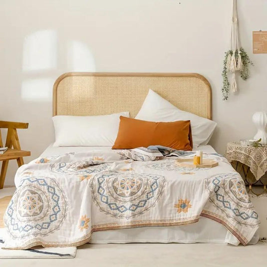 Colorful Bohemian Throw Blanket Mandala Pattern - Lusomart