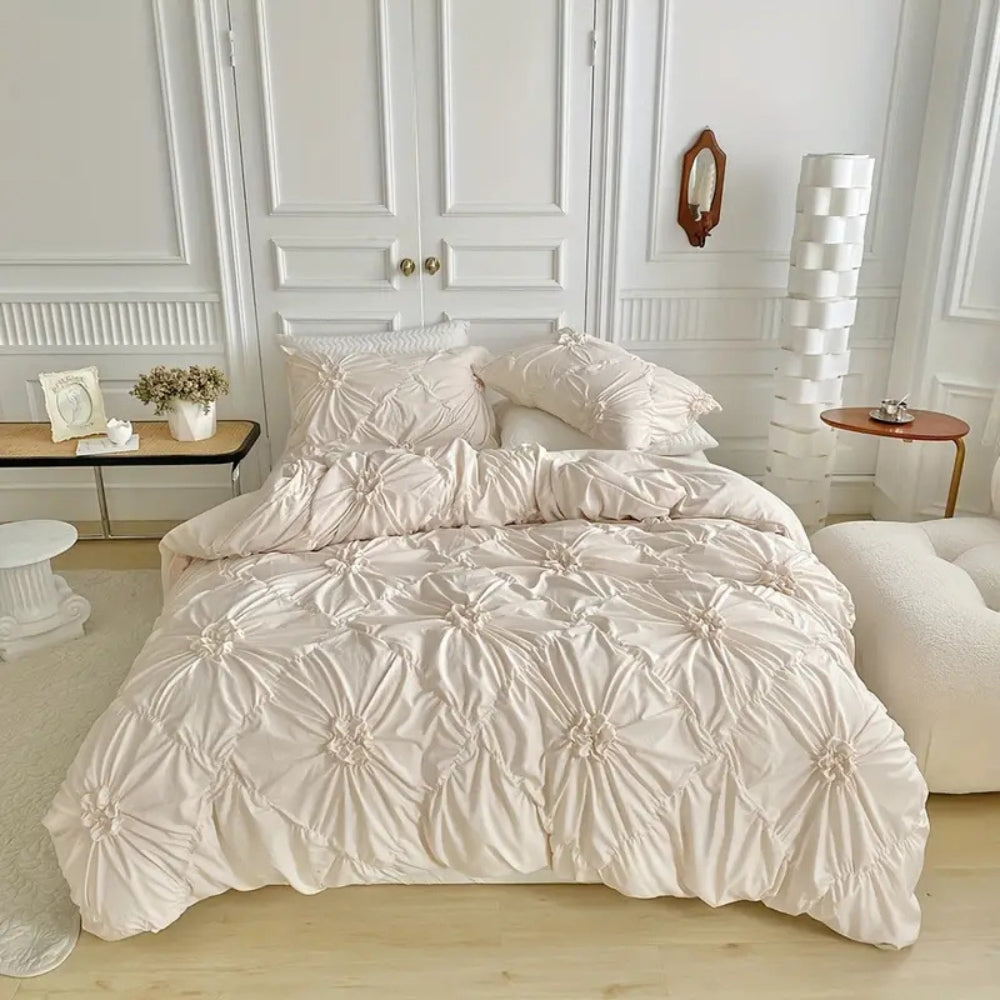 Beautiful Floral Ruffled Bedding Set - Lusomart