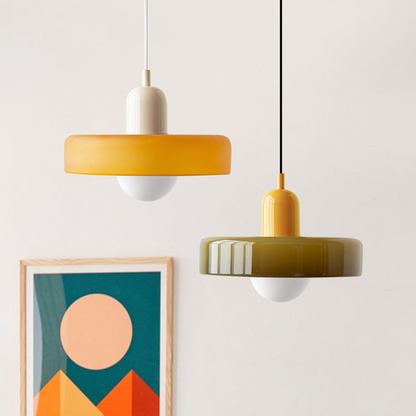 Colorful Glass Drop Pendant Light With Adjustable Arm