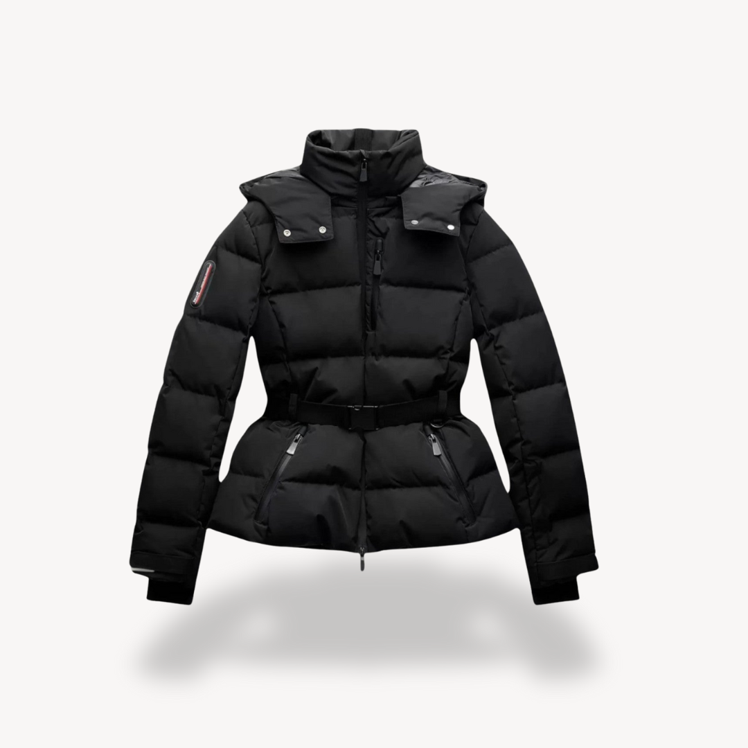 Warm Puffer Coat with Belted Waist and Chic Fit - Lusomart