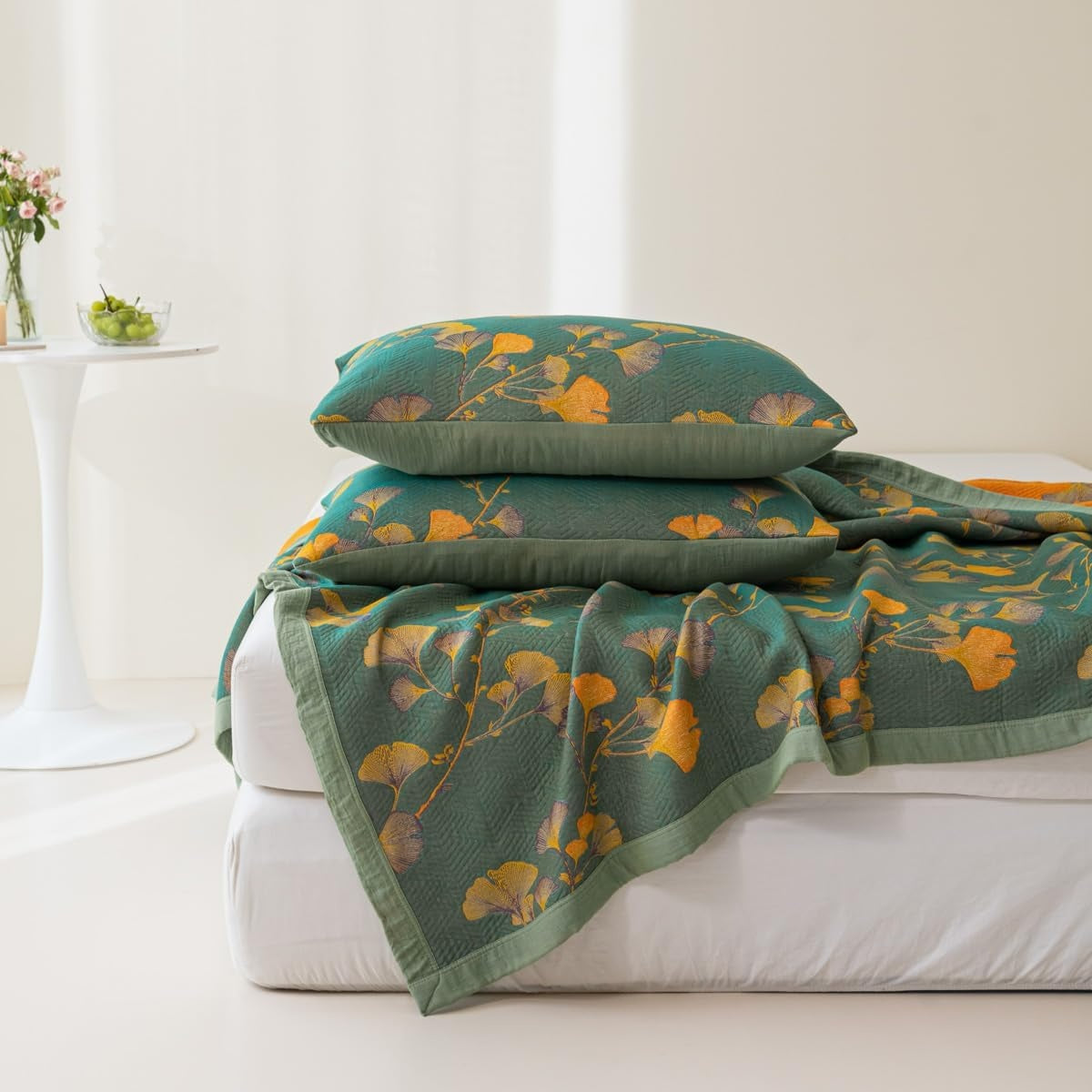 Soft Floral Reversible Throw Coverlet - Lusomart