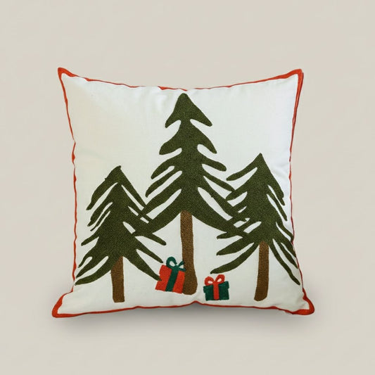 Holiday Cheer Red Embroidered Pillow Cover - Lusomart