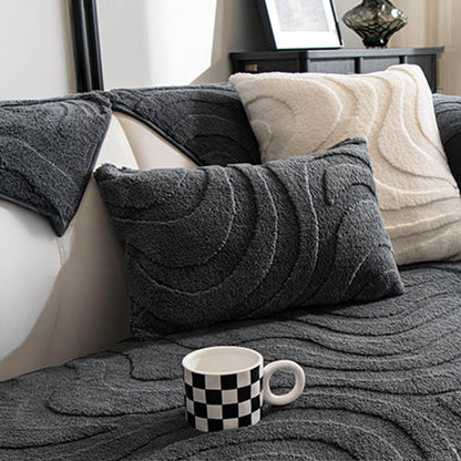 Soft Fleece Stretchy Sofa Slipcover Protector Cushion Cover