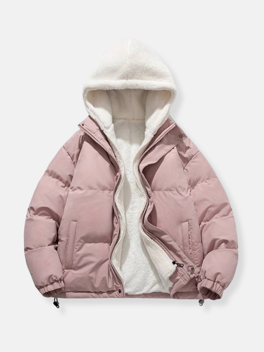Warm Women's Down Filled Hooded Puffer Jacket - Lusomart