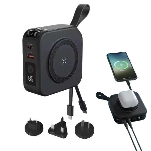 Compact 5 Port Travel Charger With Wireless Charging Pad - Lusomart