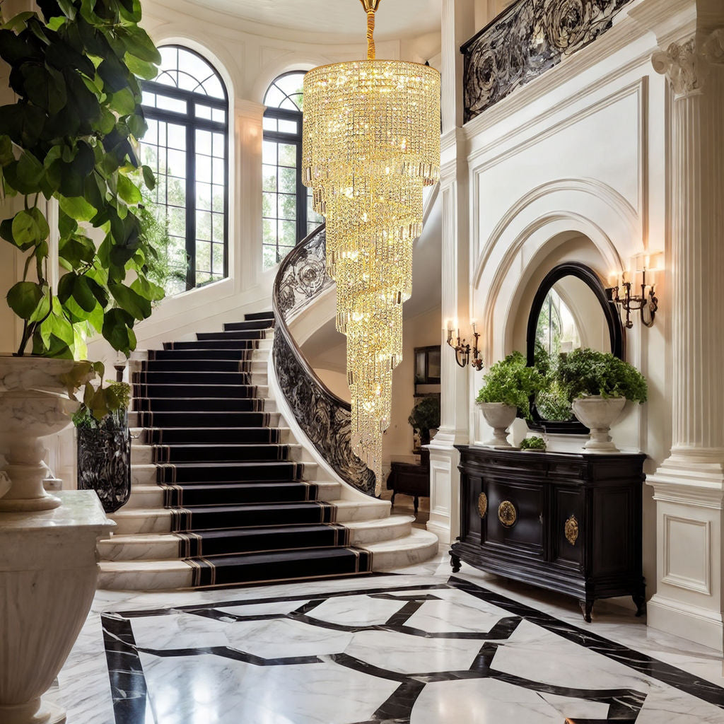 Elegant Stairway Crystal Chandelier