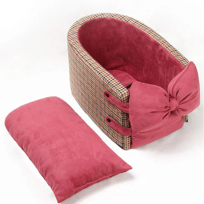 Cozy Houndstooth Pet Car Console Seat