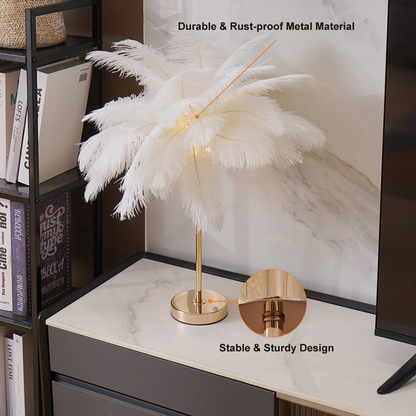Luxury Gold Feather Desk Lamp Soft Lighting
