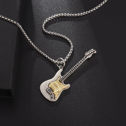 Musical Guitar Shaped Pendant Necklace