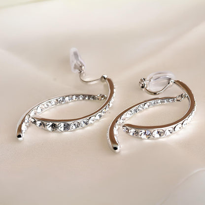 Elegant Arc Cross Drop Earrings