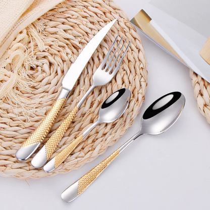  Ferran Diagonal Textured Stainless Steel Cutlery Set-5