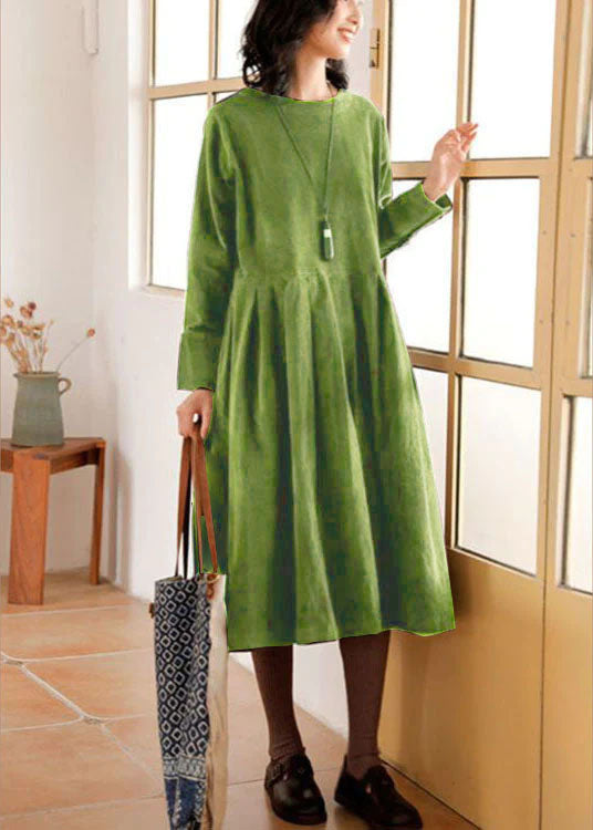 Navy Plus Size Corduroy A-Line Dress With Pockets