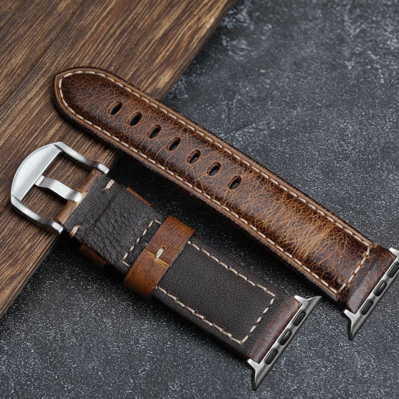 Classic Distressed Leather Watch Strap