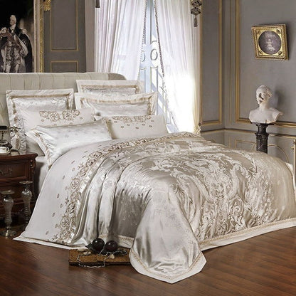 Soft Luxury Cotton Bedding Set with Silk Pattern