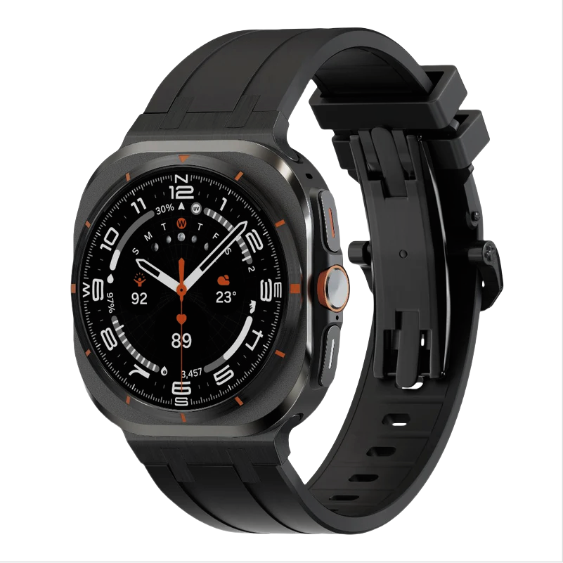 Durable Rubber Strap for Samsung Watch UltraTitanium Buckle