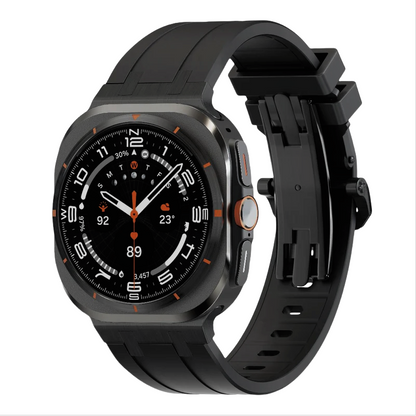 Durable Rubber Strap for Samsung Watch UltraTitanium Buckle