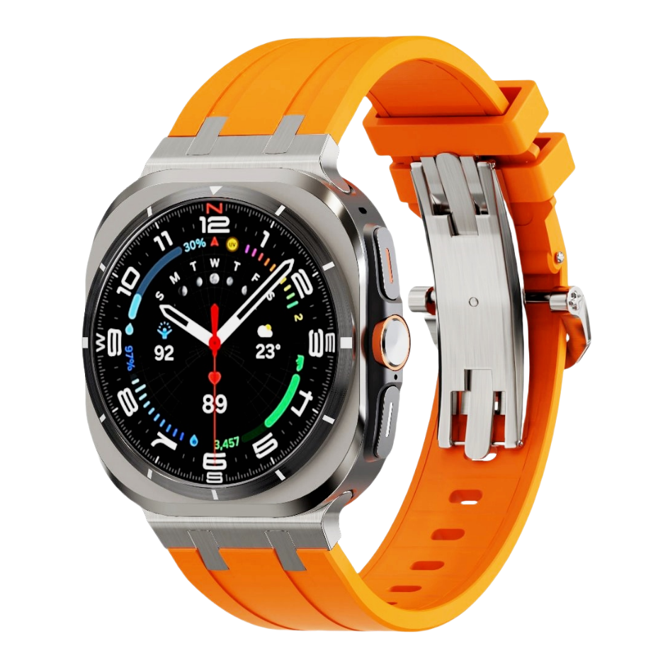 Durable Rubber Strap for Samsung Watch UltraTitanium Buckle
