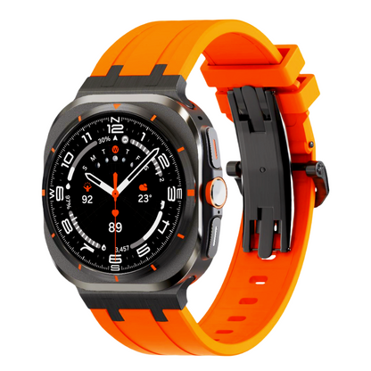Durable Rubber Strap for Samsung Watch UltraTitanium Buckle