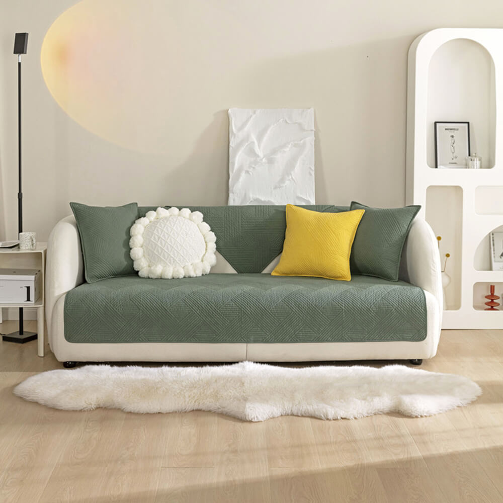 Simple Neutral Fabric Sofa Slipcover
