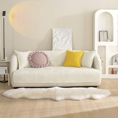 Simple Neutral Fabric Sofa Slipcover