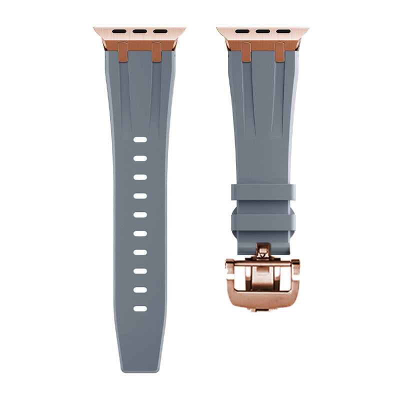 Durable Silicone Watch Strap With Secure Buckle And Metal Fitting