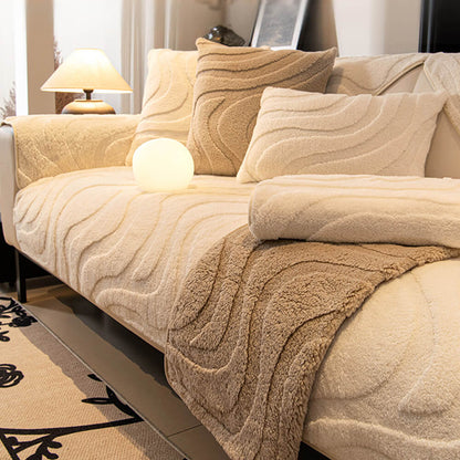 Soft Fleece Stretchy Sofa Slipcover Protector Cushion Cover