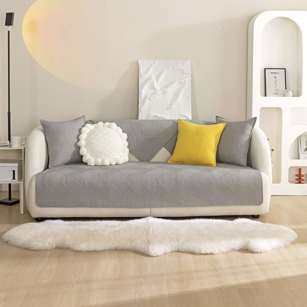 Simple Neutral Fabric Sofa Slipcover
