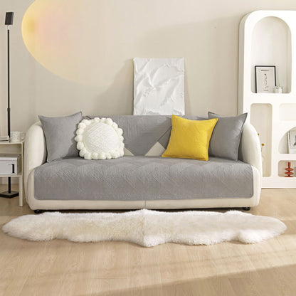 Simple Neutral Fabric Sofa Slipcover