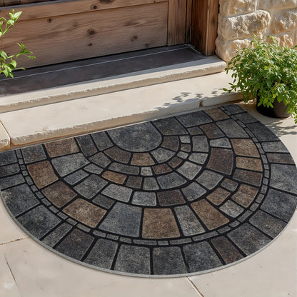 Round Colorful Welcome Mat for Home Entrance