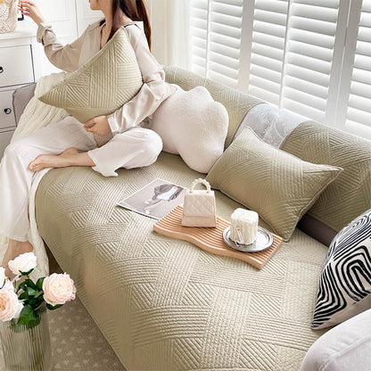 Simple Neutral Fabric Sofa Slipcover