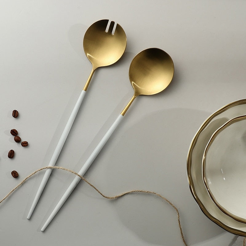 Elegant Gold Accented Serving Utensils