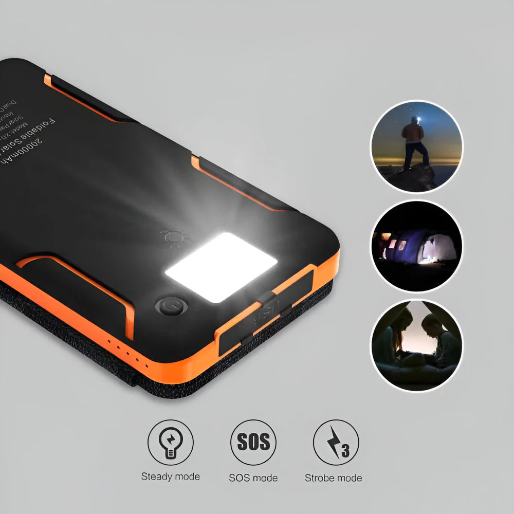 Compact Solar Power Bank Charger Foldable Design