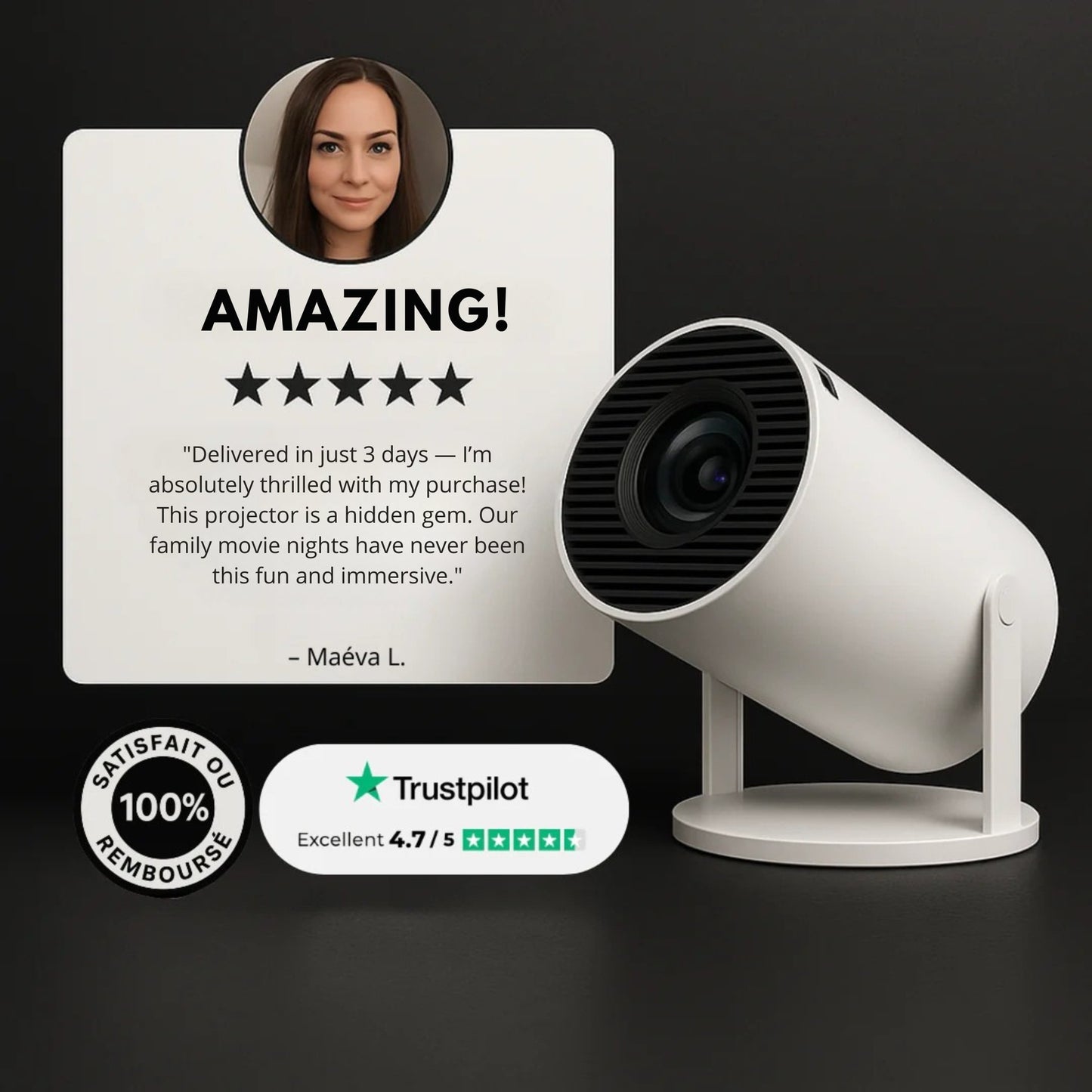 Compact Wireless Home Theater Projector