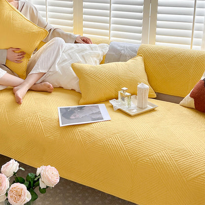 Simple Neutral Fabric Sofa Slipcover