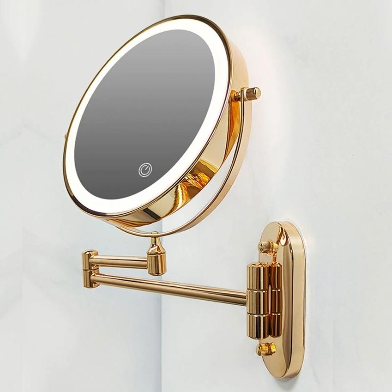 Portable Rechargeable LED Lighted Makeup Mirror Gold - Lusomart