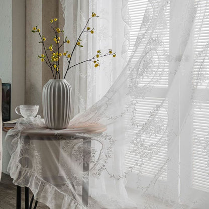 Sheer Ruffled Window Curtain Panels