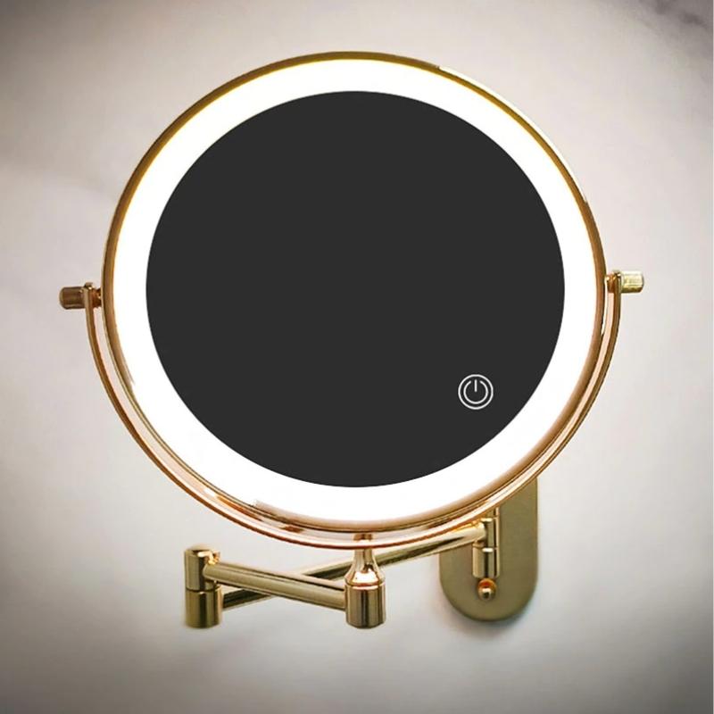 Portable Rechargeable LED Lighted Makeup Mirror Gold