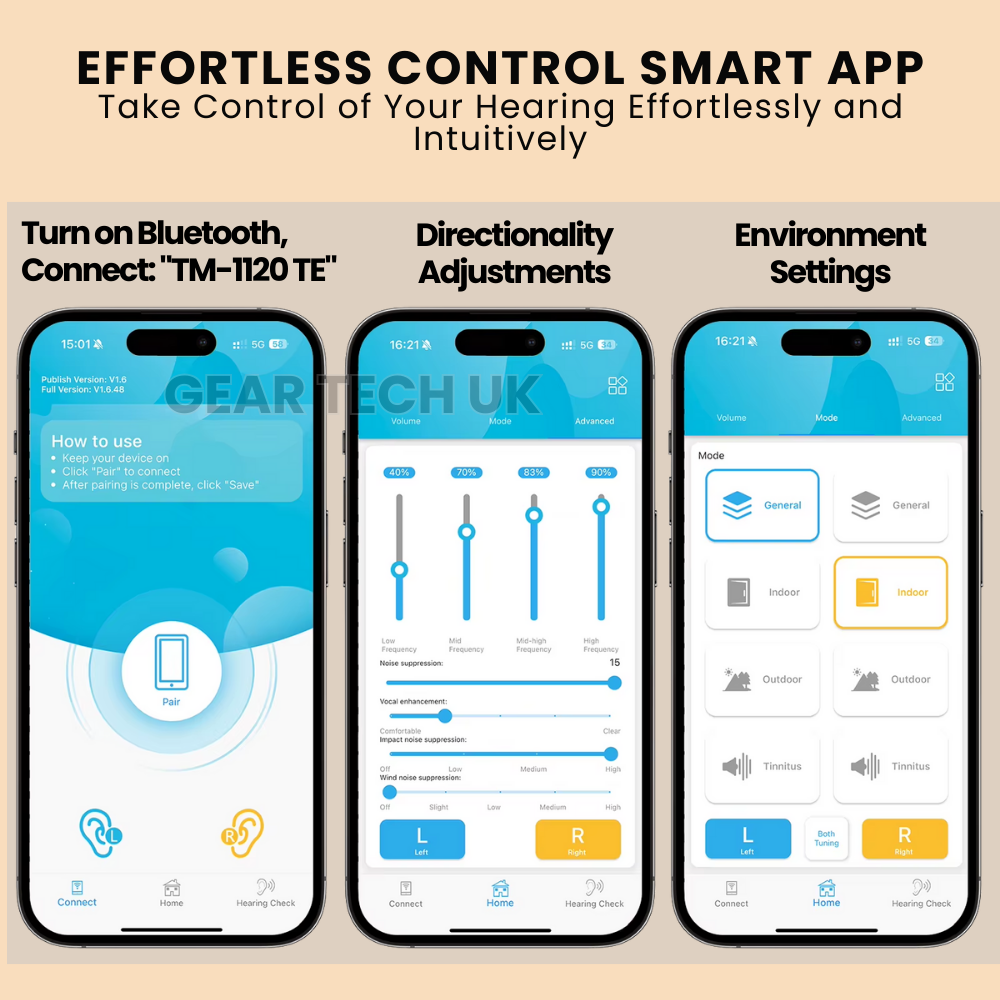 Easy Fit Digital Hearing Aids with Bluetooth App Control