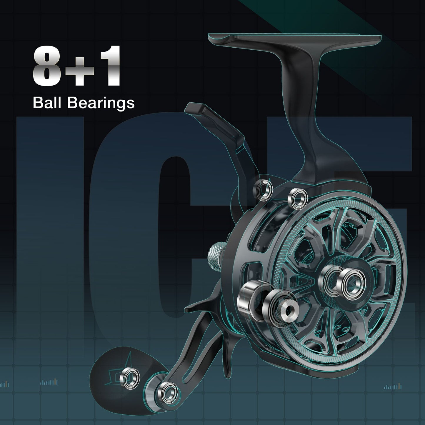 Premium Carbon Inline Ice Fishing Reel with Magnetic System
