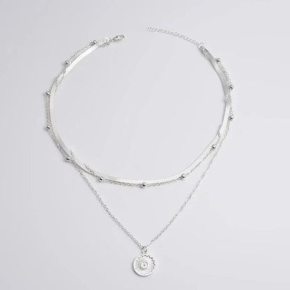 Triple Layered Sterling Silver Chain Necklace For Women