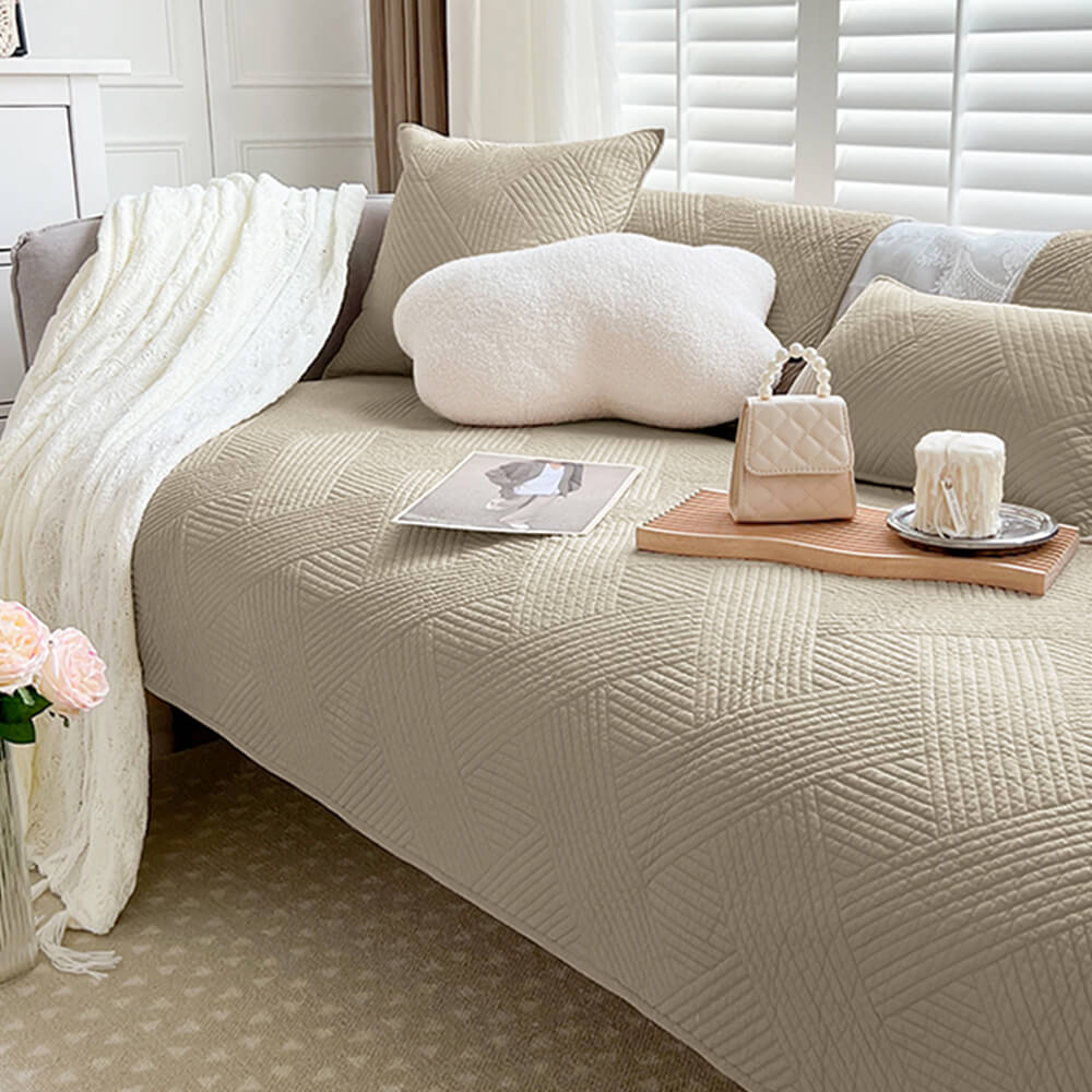 Simple Neutral Fabric Sofa Slipcover