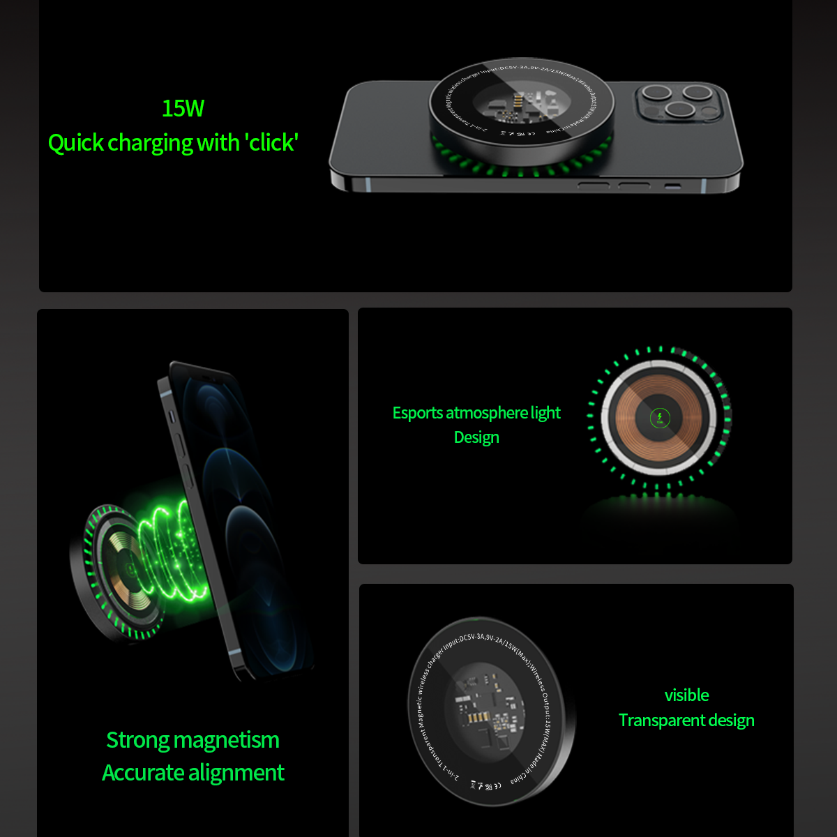 Slim LED Night Light with Wireless Charging Pad