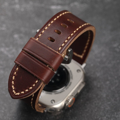 Leather Personalized Smartwatch Band - Classic Brown