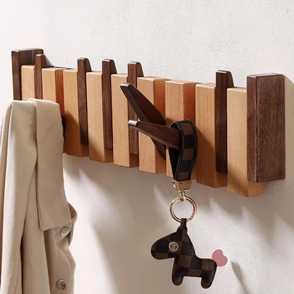 Rustic Wooden Coat Hook Entryway Storage Rack