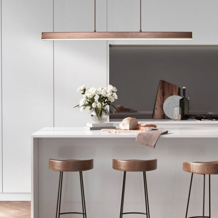 Modern Linear LED Pendant Light In Black Or Brown