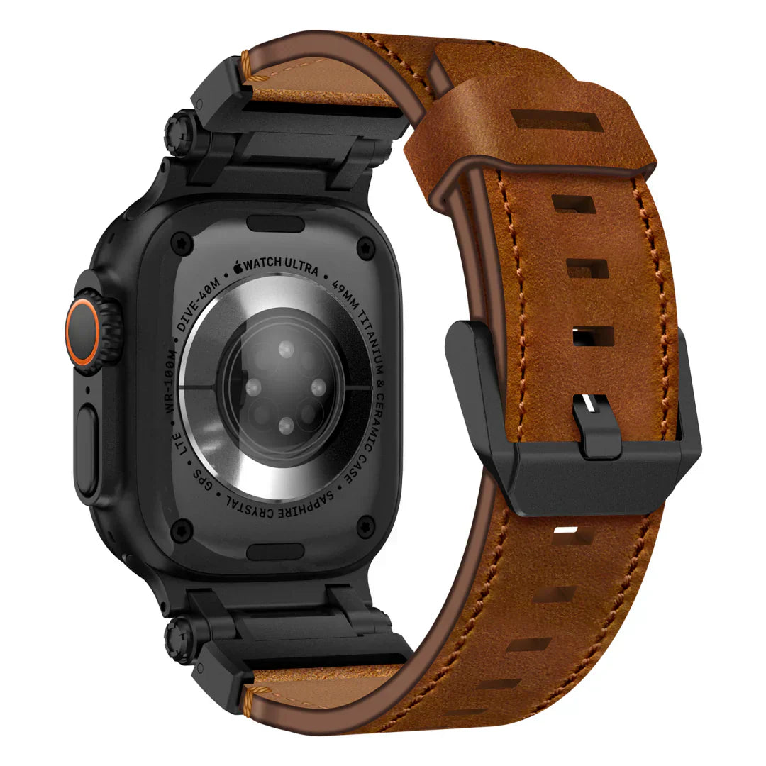 Stylish Leather Band with Metal Clip for Apple Watch