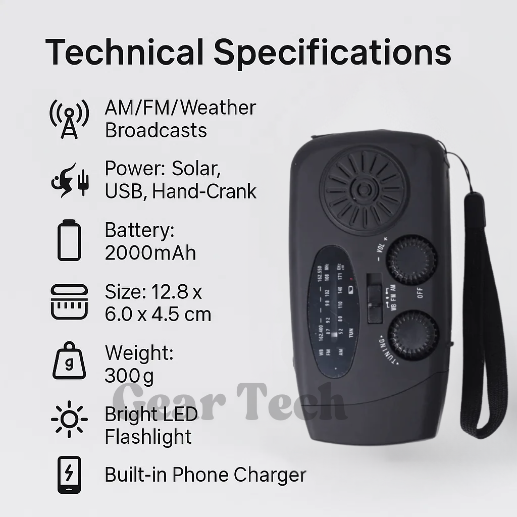 Portable Hand Crank AM/FM Radio with Power Bank
